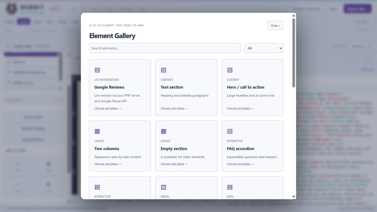 The real Webbit element gallery
